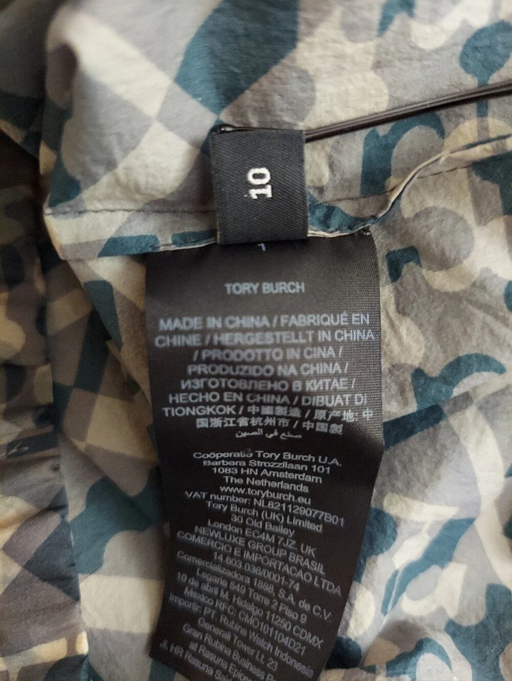 Tory Burch Prismatic T Monogram Nylon Zip Polo Top Gray Womens 10 Office